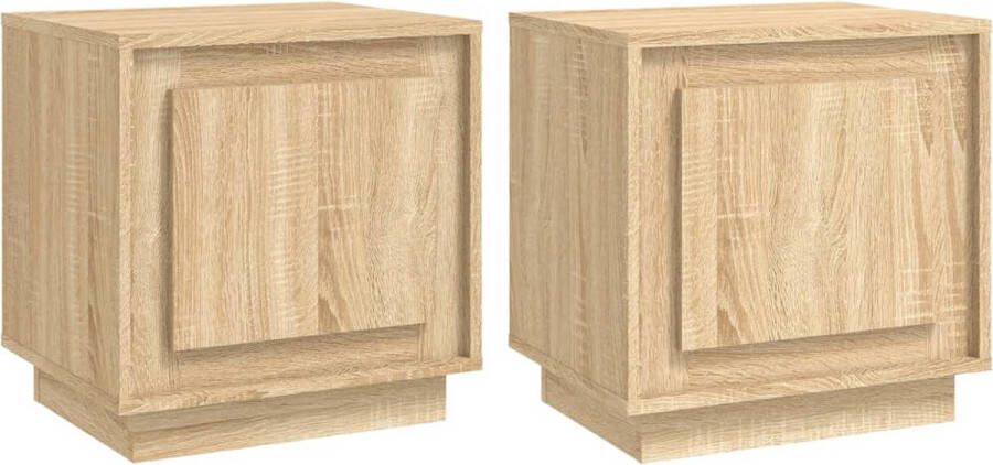 VidaXL -Nachtkastjes-2-st-44x35x45-cm-bewerkt-hout-sonoma-eikenkleurig - Foto 2