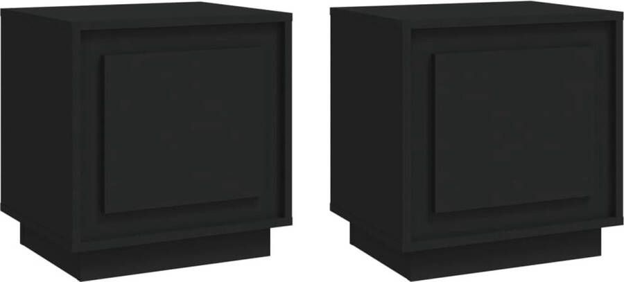 VidaXL -Nachtkastjes-2-st-44x35x45-cm-bewerkt-hout-zwart - Foto 3