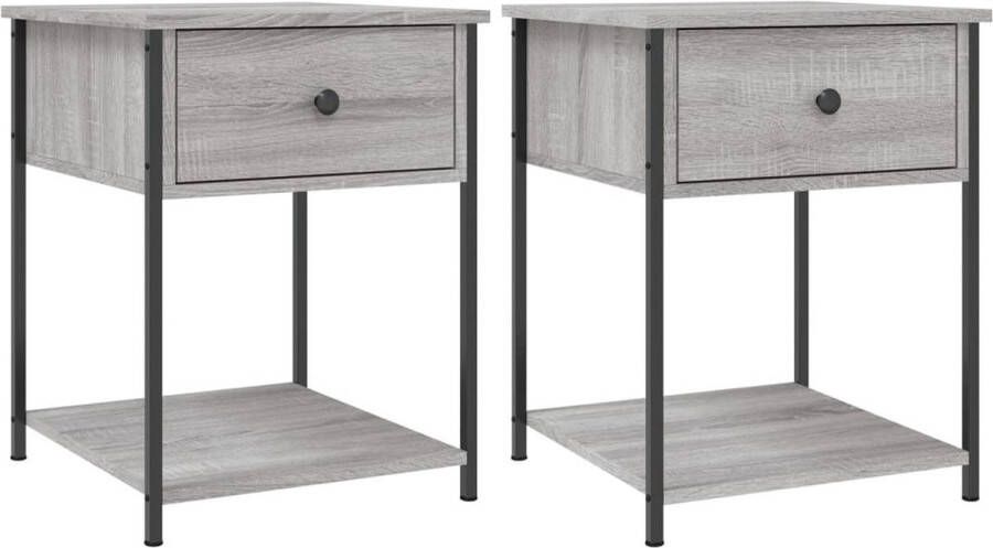 VidaXL -Nachtkastjes-2-st-44x45x58-cm-bewerkt-hout-grijs-sonoma-eiken - Foto 2