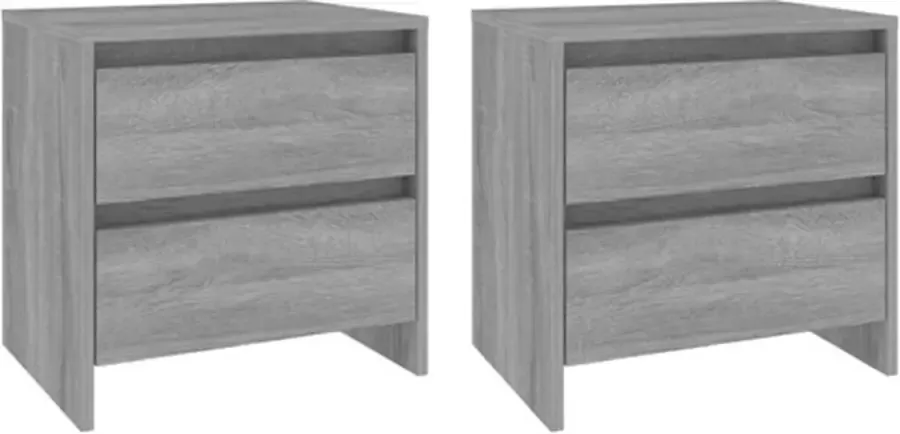 VidaXL -Nachtkastjes-2-st-45x34 5x44 5-cm-spaanplaat-grijs-sonoma-eiken - Foto 3