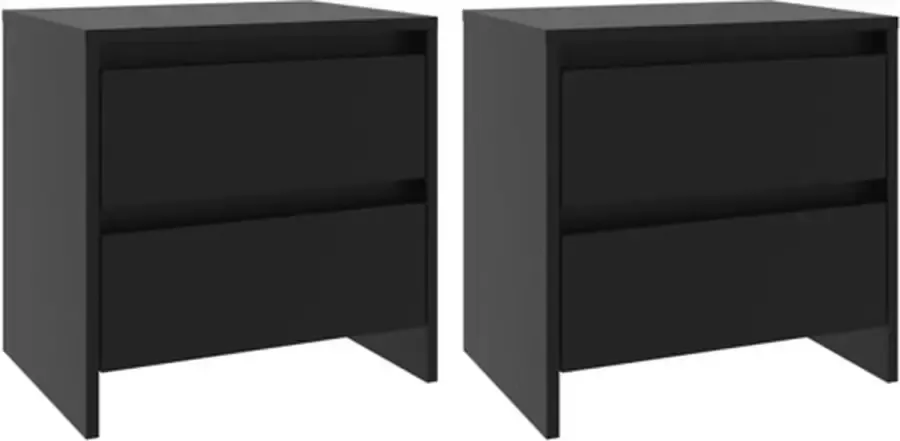 VidaXL Nachtkastjes 2 st 45x34 5x44 5 cm bewerkt hout zwart - Foto 2
