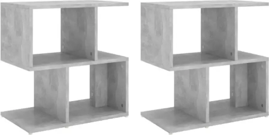 VidaXL -Nachtkastjes-2-st-50x30x51 5-cm-bewerkt-hout-betongrijs - Foto 4