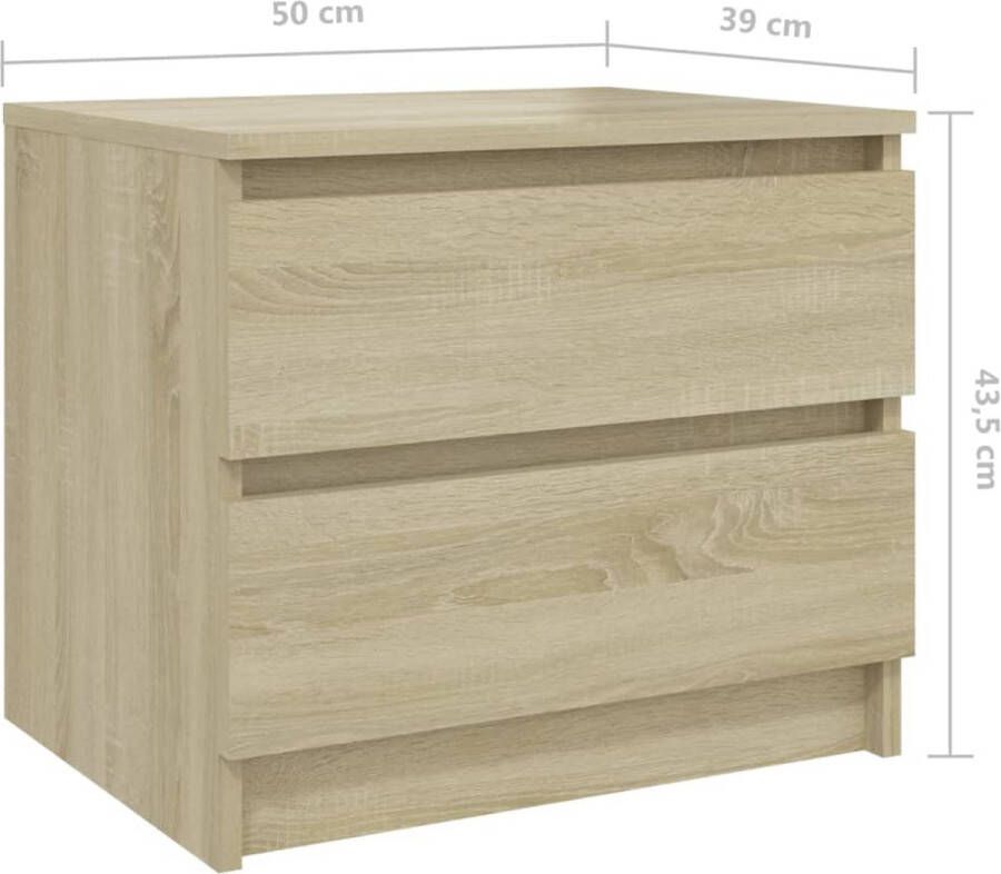 VidaXL -Nachtkastjes-2-st-50x39x43 5-cm-bewerkt-hout-sonoma-eikenkleur - Foto 2