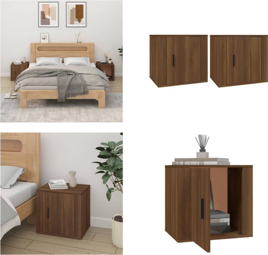 VidaXL Nachtkastjes 2 st 50x39x47 cm bruineikenkleurig Nachtkastje Nachtkastjes Nacht Kastje - Foto 2