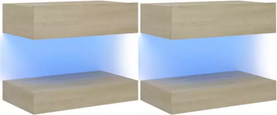 VidaXL Nachtkastjes 2 st 60x35 cm spaanplaat sonoma eikenkleurig - Foto 2