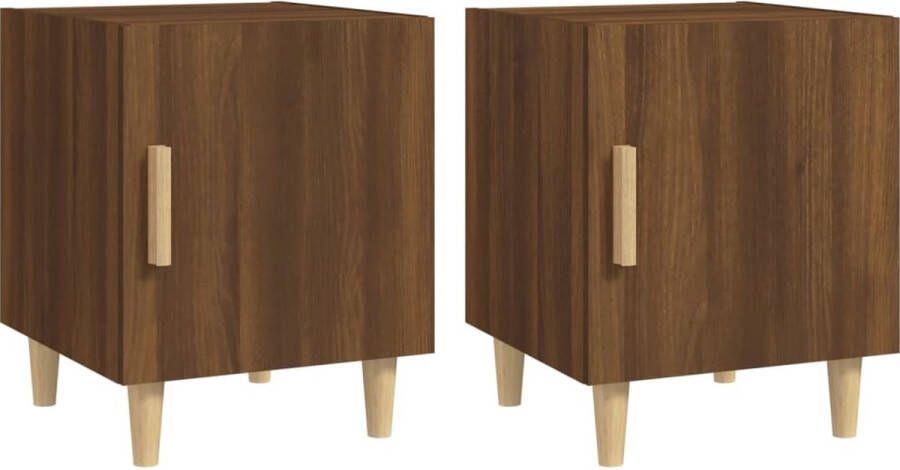 VidaXL Nachtkastjes Set van 2 Bruin Eikenkleur Nachtkastjes Kast Houten Kast Bruine Meubels Slaapkamermeubelen - Foto 3