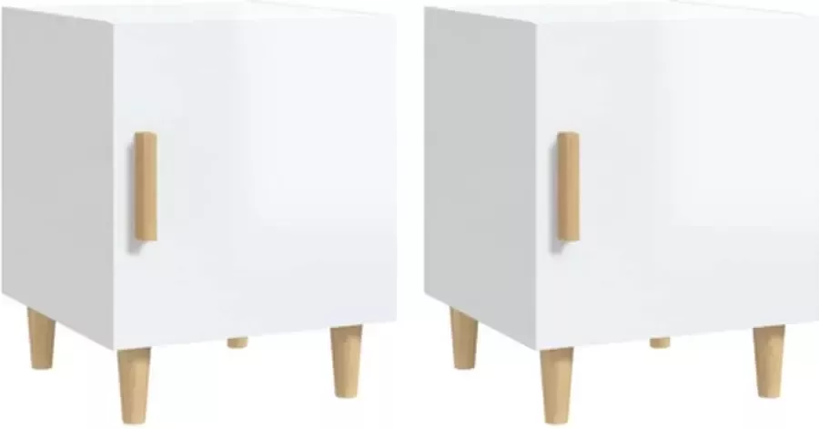 VidaXL -Nachtkastjes-2-st-bewerkt-hout-hoogglans-wit - Foto 5