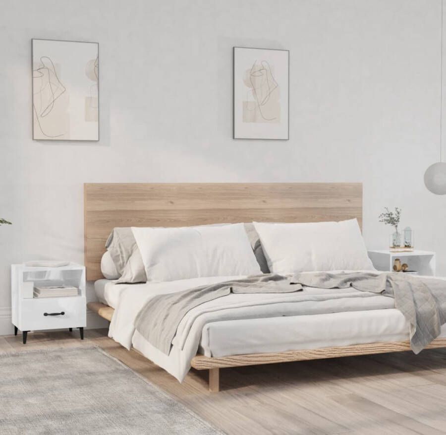 VidaXL -Nachtkastjes-2-st-bewerkt-hout-hoogglans-wit