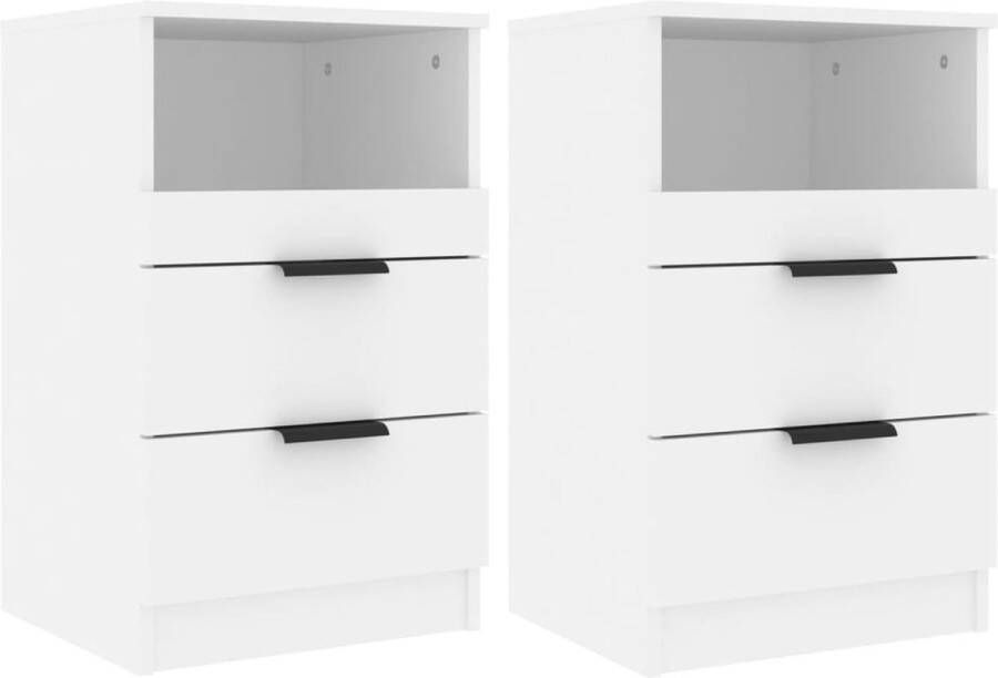 VidaXL -Nachtkastjes-2-st-bewerkt-hout-wit - Foto 6