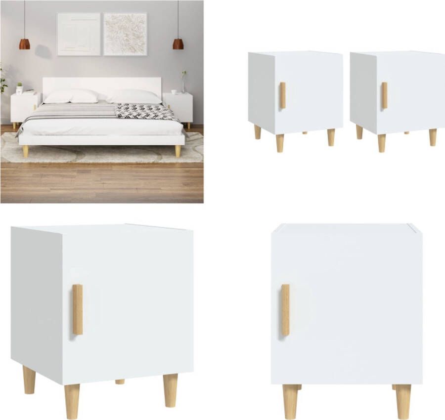 VidaXL Nachtkastjes 2 st bewerkt hout wit Nachtkastje Nachtkastjes Houten Nachtkastje Houten Nachtkastjes