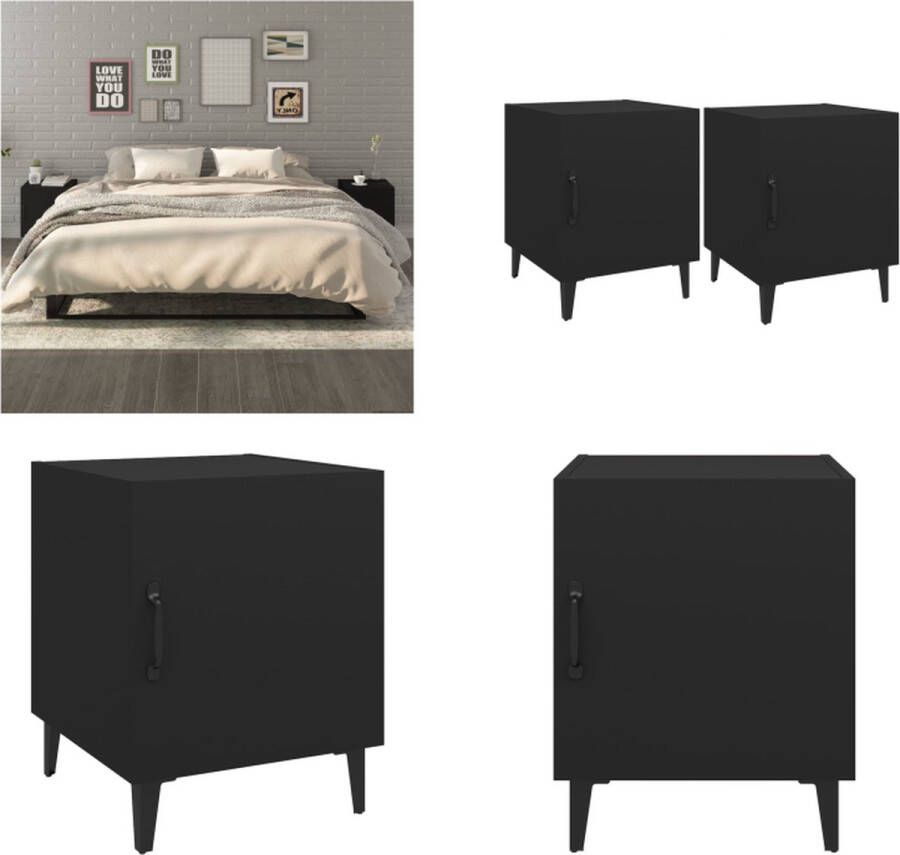 VidaXL -Nachtkastjes-2-st-bewerkt-hout-zwart - Foto 3