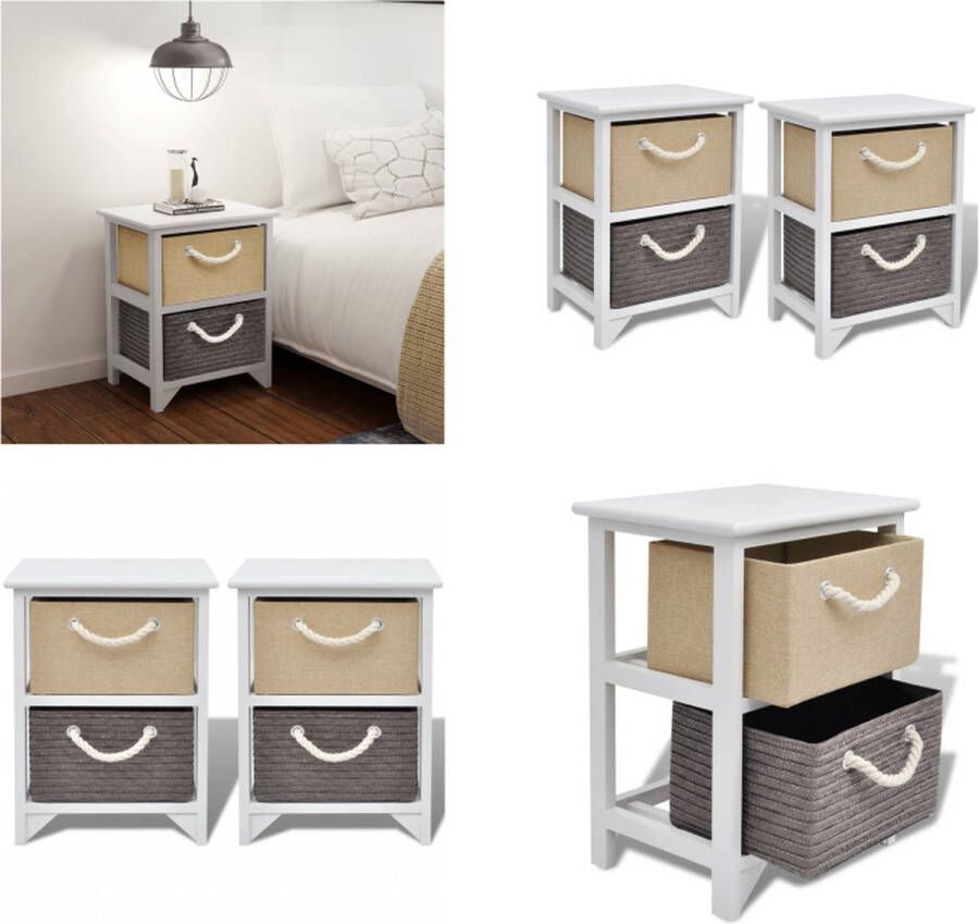 VidaXL Nachtkastjes 2 st hout Kast Kasten Kastje Kastjes