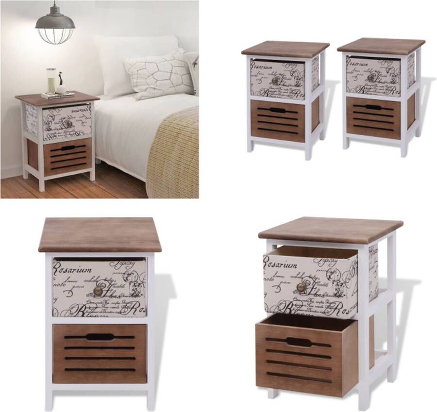 VidaXL nachtkastjes 2 st hout Kast Kasten Kastje Kastjes