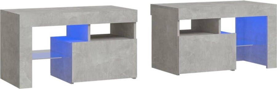 VidaXL -Nachtkastjes-2-st-LED-verlichting-70x36 5x40-cm-betongrijs - Foto 3