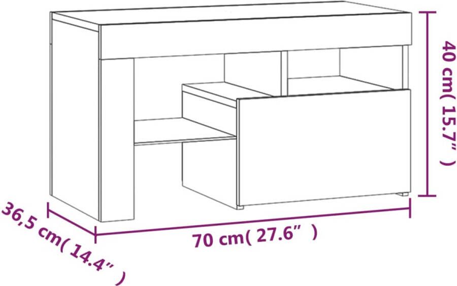 VidaXL -Nachtkastjes-2-st-LED-verlichting-70x36 5x40-cm-hoogglans-zwart - Foto 3