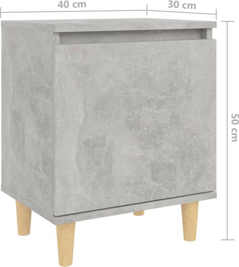 VidaXL -Nachtkastjes-2-st-met-houten-poten-40x30x50-cm-betongrijs - Foto 2