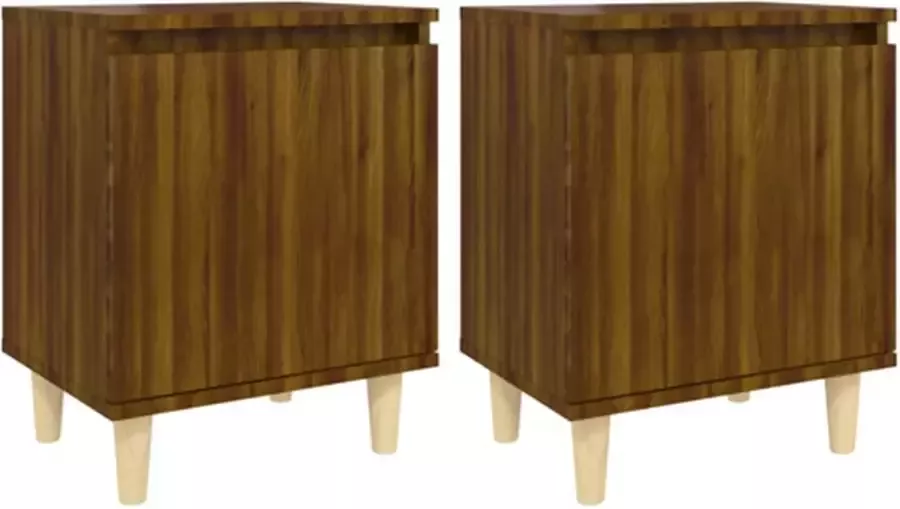 VidaXL Nachtkastjes 2 st met houten poten 40x30x50 cm bruin eikenkleur - Foto 4