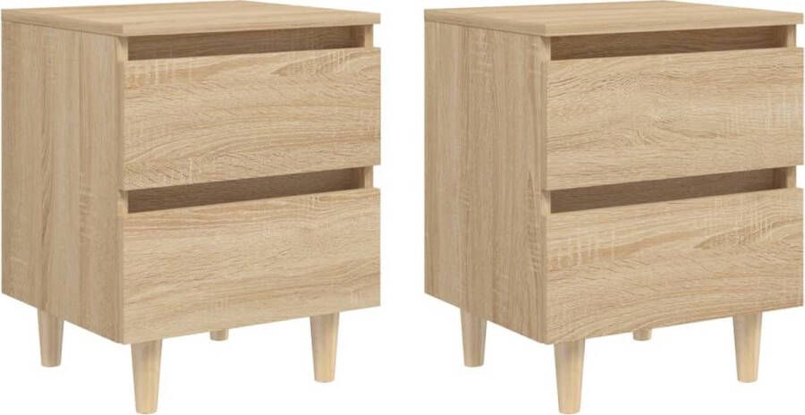 VidaXL Nachtkastjes 2 stuks Houten poten Sonoma eik Nachtkasts Scandinavisch Meubilair Salontafel Slaapkamervloer Bedroom Furniture Side Tables - Foto 2