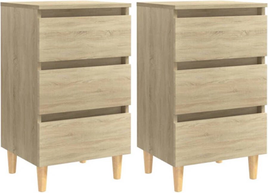 VidaXL -Nachtkastjes-2-st-met-houten-poten-40x35x69-cm-sonoma-eiken - Foto 4
