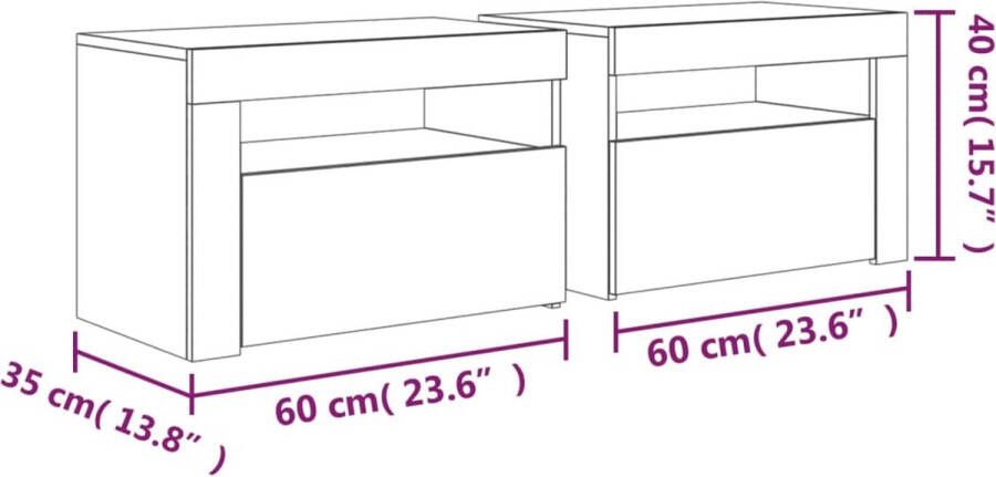 VidaXL -Nachtkastjes-2-st-met-LED-verlichting-60x35x40-cm-betongrijs - Foto 3