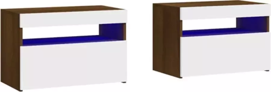 VidaXL -Nachtkastjes-2-st-met-LED-verlichting-60x35x40-cm-bruineiken - Foto 6