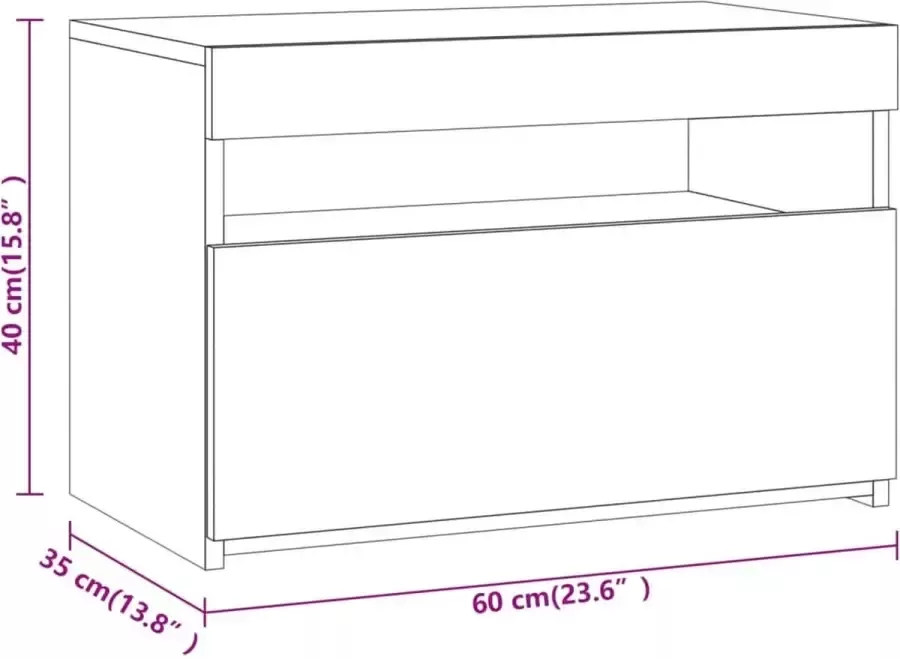 VidaXL -Nachtkastjes-2-st-met-LED-verlichting-60x35x40-cm-bruineiken - Foto 4