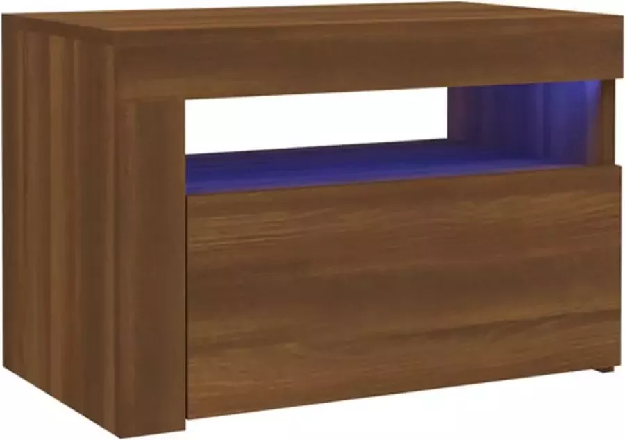 VidaXL Nachtkastjes 2 st met LED&apos;s 60x35x40 cm bruineikenkleurig - Foto 3