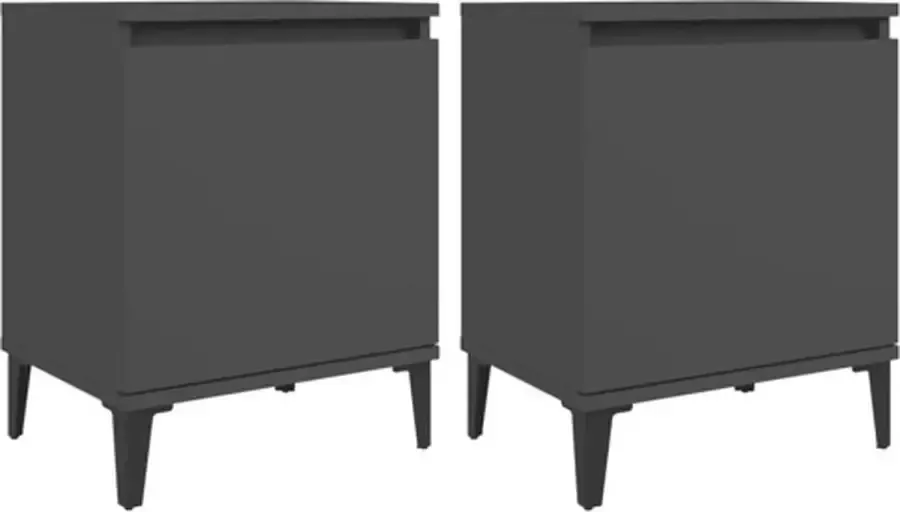 VidaXL -Nachtkastjes-2-st-met-metalen-poten-40x30x50-cm-grijs - Foto 3