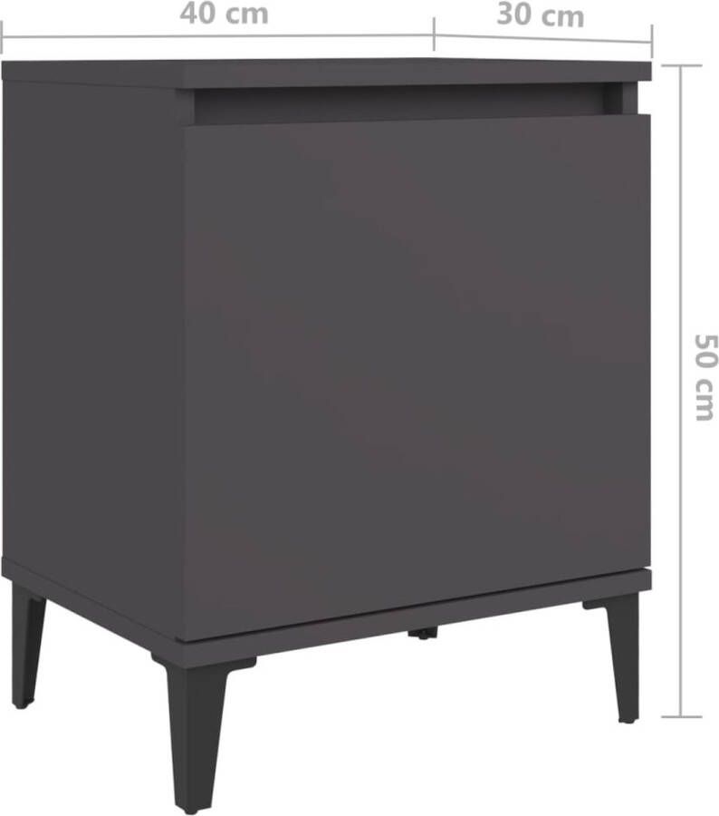 VidaXL -Nachtkastjes-2-st-met-metalen-poten-40x30x50-cm-grijs - Foto 2