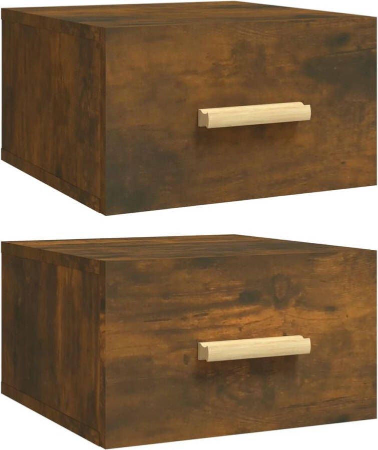 VidaXL -Nachtkastjes-2-st-wandgemonteerd-35x35x20-cm-gerookt-eikenkleur - Foto 2