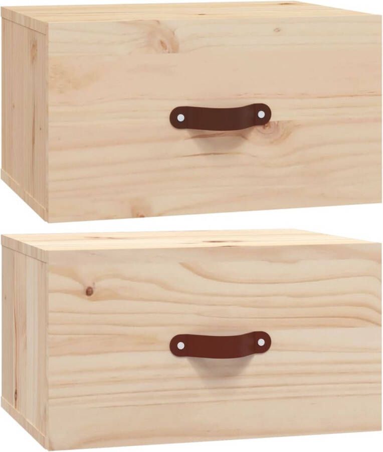 VidaXL Wandnachtkastjes Set van 2 Grenenhout Wandlamp Nachtlamp Houten Kast Grenoble Hout Bergruimte Decoratief Item Salon Meubilair Slaapkamersmeubels