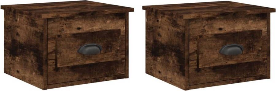 VidaXL -Nachtkastjes-2-st-wandgemonteerd-41 5x36x28-cm-gerookt-eiken - Foto 2
