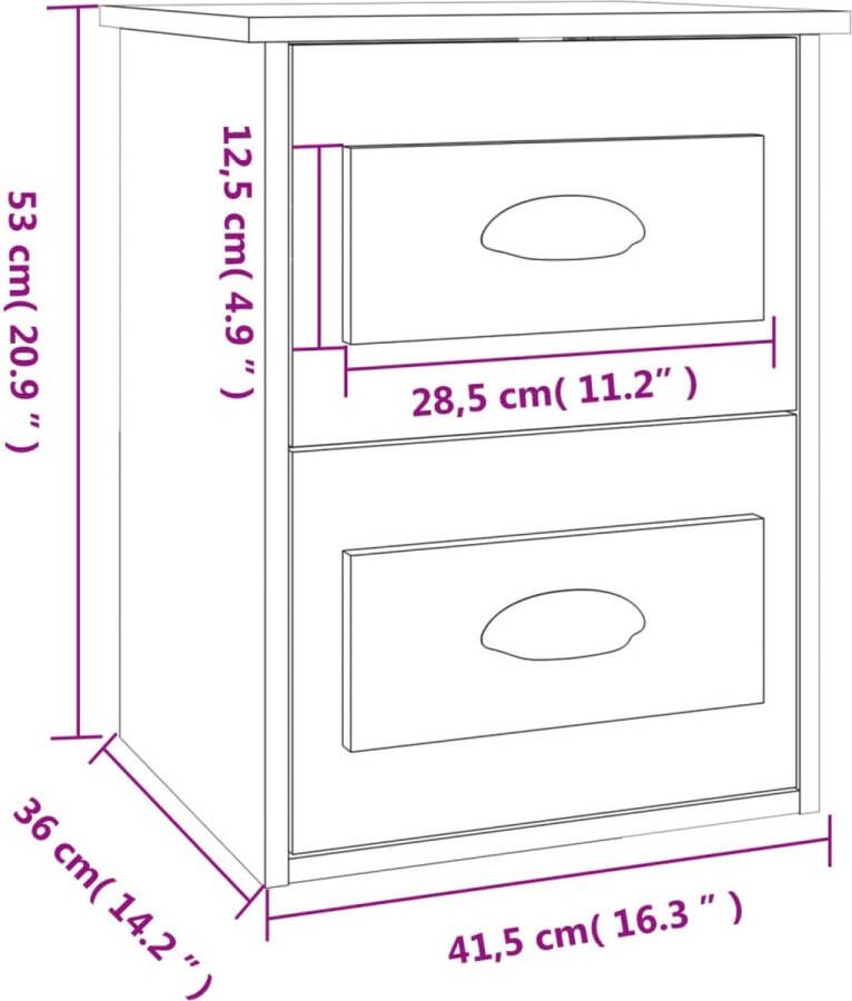 VidaXL -Nachtkastjes-2-st-wandgemonteerd-41 5x36x53-cm-sonoma-eiken - Foto 3