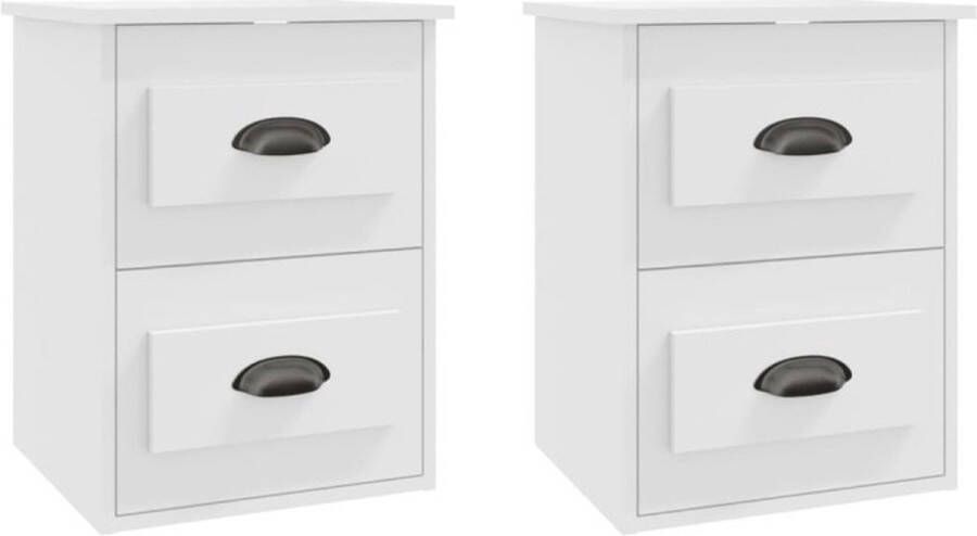 VidaXL -Nachtkastjes-2-st-wandgemonteerd-41 5x36x53-cm-wit - Foto 4