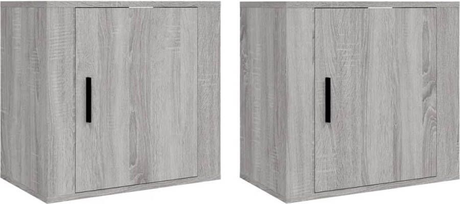 VidaXL Wandnachtkastjes Grijs Sonoma Eiken 2 st Wandkasten Nachtkastjes Slaapkamer Meubilair Grijze Kast Houten Kasten Minimalistische Meubels Opslagoplossing Wandmontage