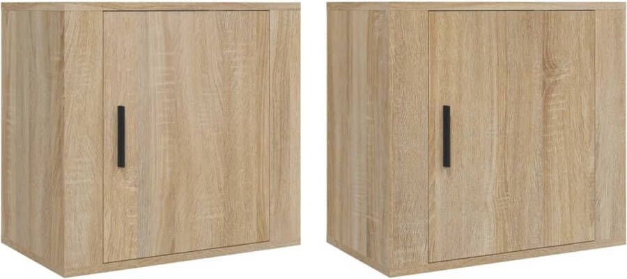 VidaXL Nachtkastjes Wandgemonteerd Sonoma Eiken 2 st Wandkasten Nachtlampjes Slaapkamersdecoratie Houten Kastjes Sonoma Eiken Meubels Zwevende Kasten Badkamer Accessoires