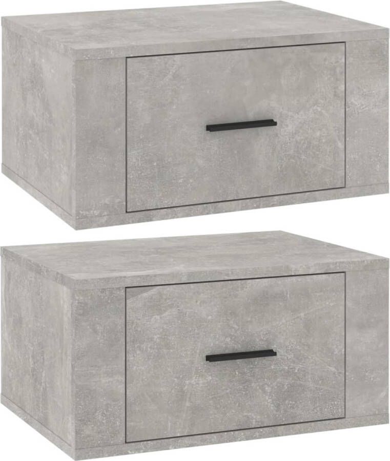 VidaXL Wandnachtkastjes 2 st Betongrijs 50x36x25cm Wandkasten Nachtlampjes Slaapkamersdecoratie Betonlook Houten Meubels Minimalistisch Design Opbergruimte