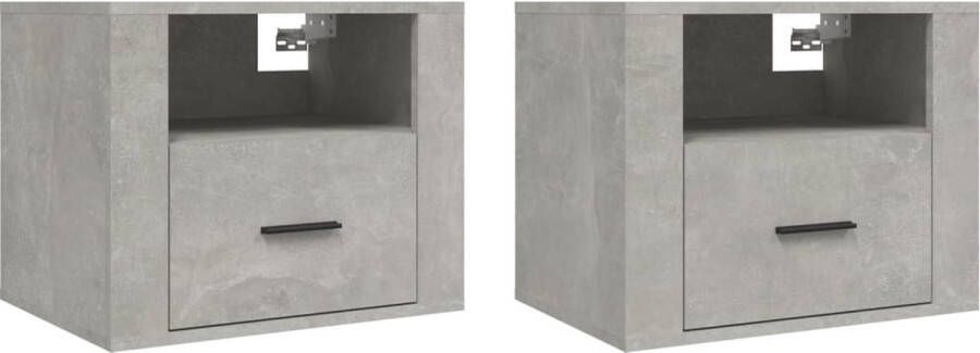 VidaXL Wandnachtkastjes set van 2 betongrijs Wandlamp Nachtlamp Kastje Bergruimte Woonkamerdecoratie Slaapkamerinrichting Betonlook Grijs Meubilair - Foto 2