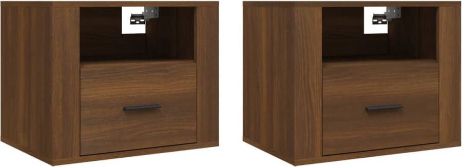 VidaXL -Nachtkastjes-2-st-wandgemonteerd-50x36x40-cm-bruineikenkleurig - Foto 2