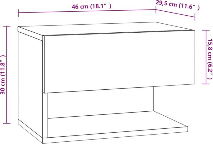 VidaXL Wandnachtkastjes 2 st bewerkt hout wit - Foto 2