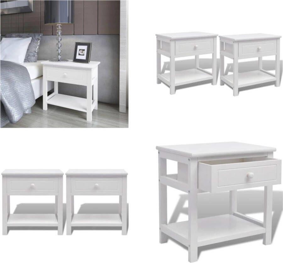 VidaXL Nachtkastjes 2 stuks hout wit Kast Kasten Kastje Kastjes