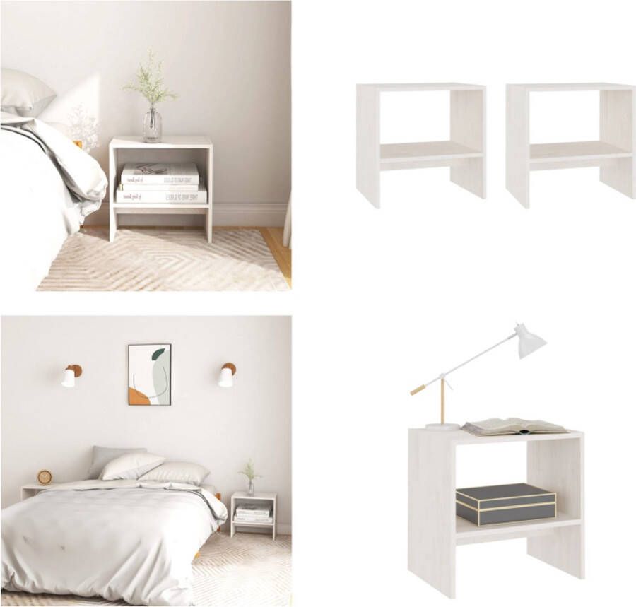 VidaXL Nachtkastjes 2 st 40x30 5x40 cm massief grenenhout wit Nachtkastje Nachtkastjes Nacht Kastje Nacht Kastjes