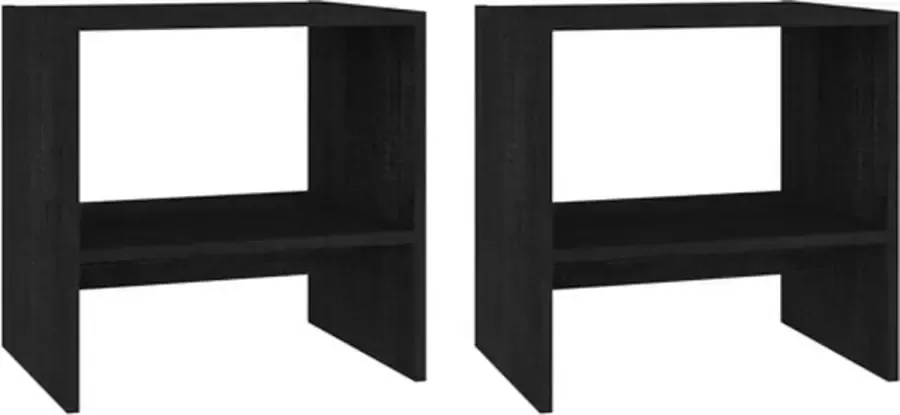 VidaXL Nachtkastjes 2st 40x30 5x40 cm massief grenenhout zwart - Foto 2