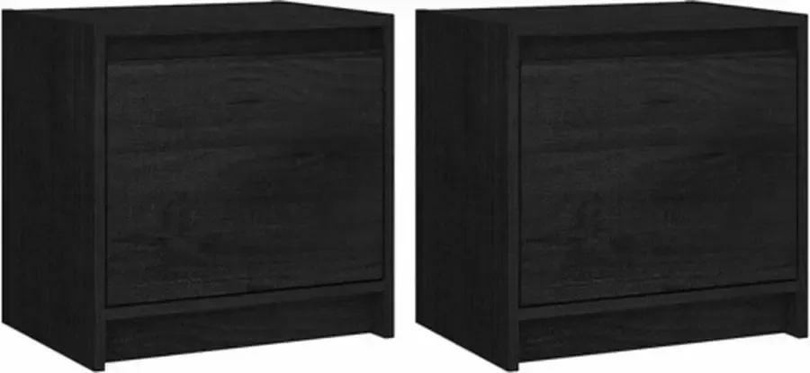 VidaXL -Nachtkastjes-2st-40x30 5x40-cm-massief-grenenhout-zwart - Foto 2