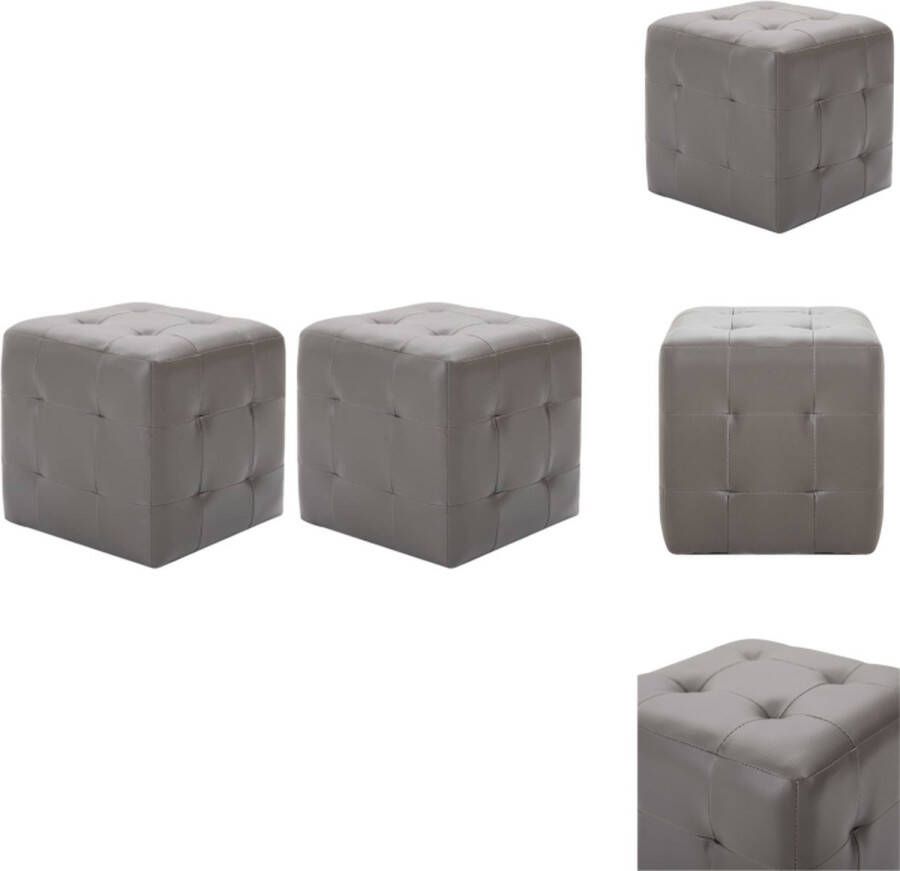 VidaXL Nachtkastje Nachtkastjes Kastje Kastjes Nachtkastjes 2 st 30x30x30 cm kunstleer grijs - Foto 2