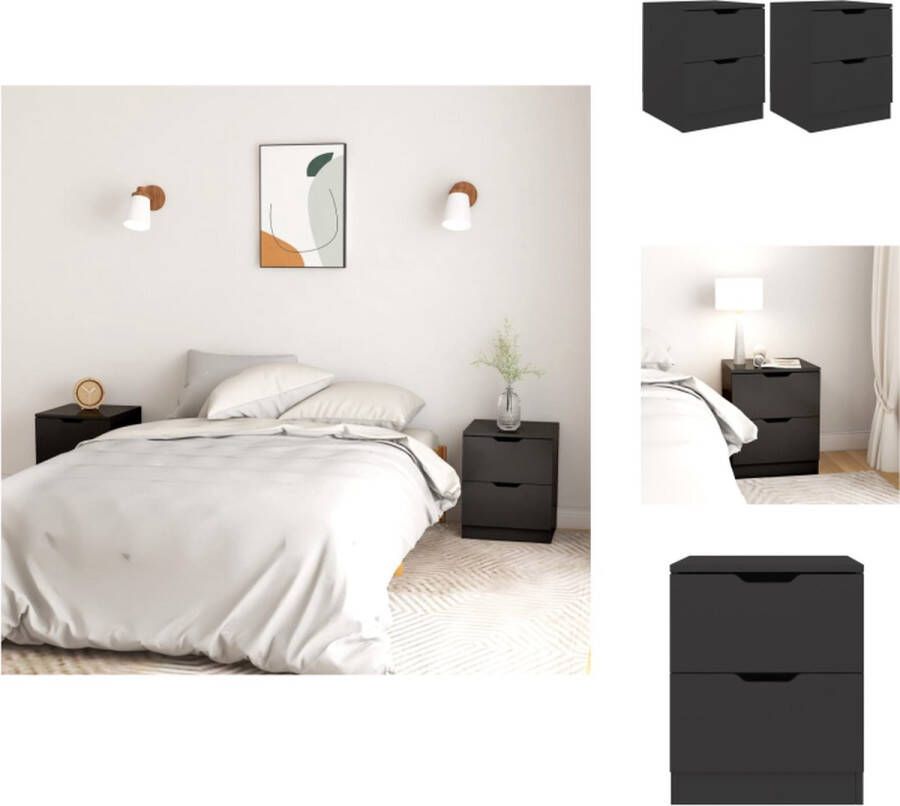 VidaXL Nachtkastje Nachtkastjes Nachttafel Nachttafels Nachtkastjes 2 st 40x40x50 cm bewerkt hout zwart