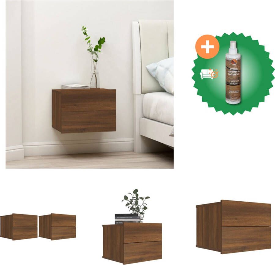 VidaXL Nachtkastjes 2 st 40x30x30 cm bewerkt hout bruineikenkleurig Kast Inclusief Houtreiniger en verfrisser