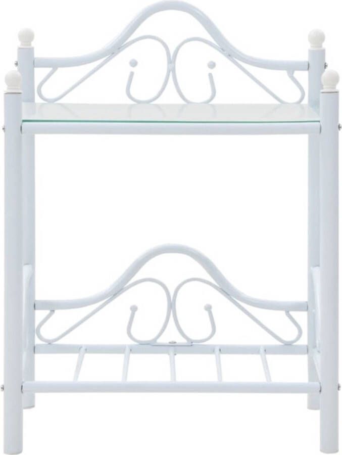 VidaXL -Nachtkastjes-45x30 5x60-cm-staal-en-gehard-glas-wit