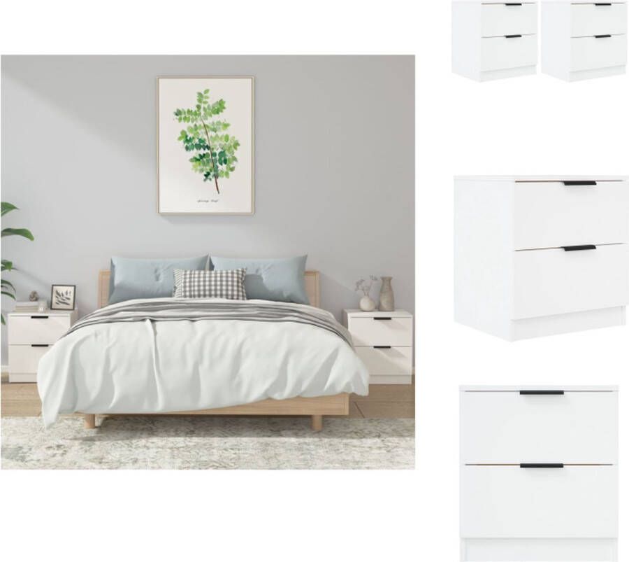 VidaXL Nachtkastje Nachtkastjes Houten Nachtkastje Houten Nachtkastjes 2 st bewerkt hout wit