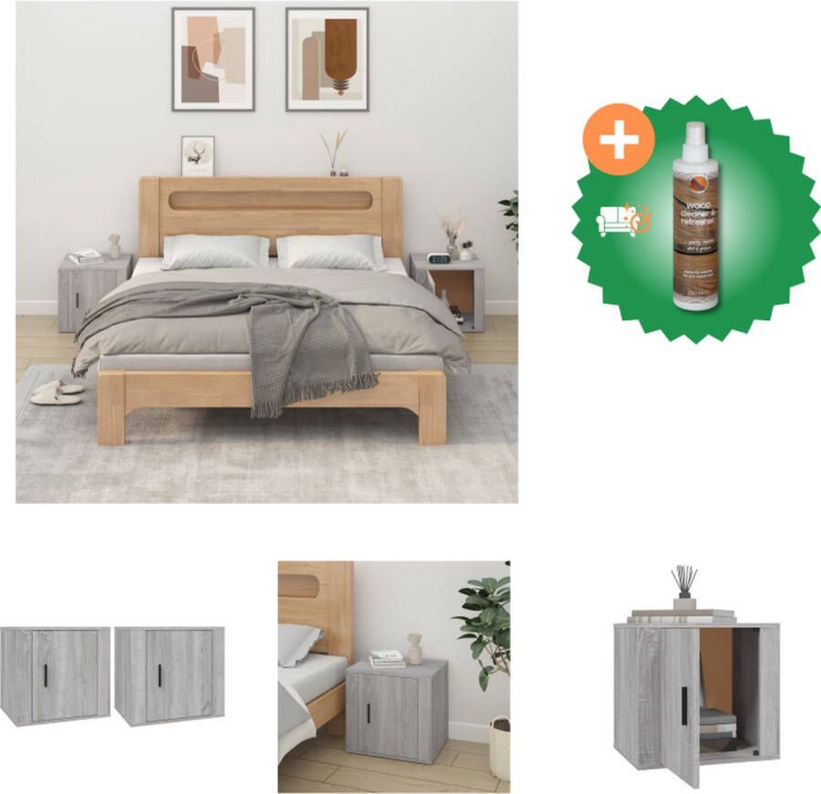VidaXL Nachtkastjes Bedkastje 50 x 39 x 47 cm Grijs Sonoma Eiken Kast Inclusief Houtreiniger en verfrisser
